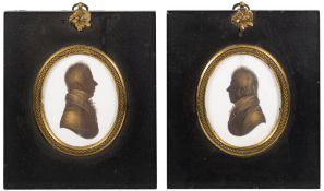 Studio of John Miers [1758-1821]- Miniature bronzed silhouette portraits of Colonel Charles Rooke,