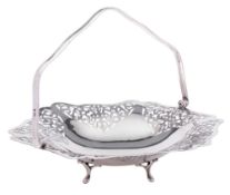 A George V silver swing handled basket, maker Viners Ltd, Sheffield,