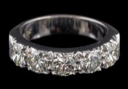 A diamond five stone ring: the brilliant cut diamonds, approximately 1.