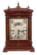 A painted mahogany chiming bracket clock: having an eight-day duration,