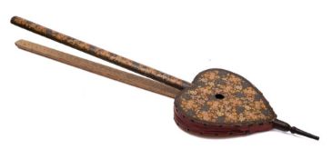 A pair of Kashmir long handled bellows: with printed floral pattern decoration,
