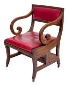 ! A Regency mahogany metamorphic library armchair after a design by Morgan and Sanders:,