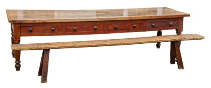 A Victorian ash and elm farmhouse table:,