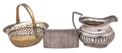 A mixed lot of silver wares various makers and dates: includes silver cream jug,