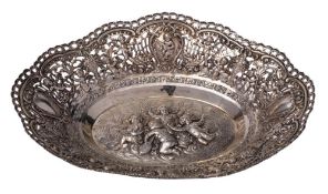 A Sterling silver bread basket, stamped Sterling: of oval outline,