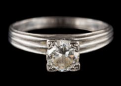 A diamond single-stone ring: with circular brilliant-cut diamond 6.
