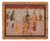 Indian School 19/20th century: an audience in an interior, seated figures,