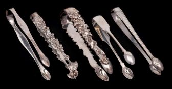 A pair of Victorian silver sugar tongs, maker Charles Fox, London, 1841: dated and inscribed,
