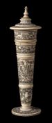 A Continental ivory cup and cover,