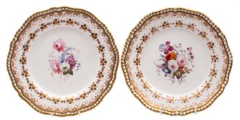 A pair of Spode 'Felspar Porcelain' dessert plates: of gadroon shape,