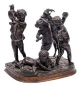 After Claude Michel Clodion (French 1738-1814) A bronze figure group of dancing bacchanalian putti