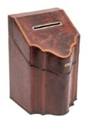A Georgian mahogany and satinwood cross-banded knife box: of serpentine outline,