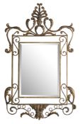 A decorated metal and gilt gesso mirror:,