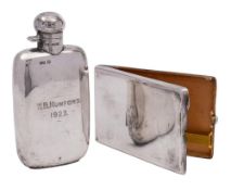 A George V silver hip flask, maker Walker & Hall, Sheffield, 1922: inscribed and dated,