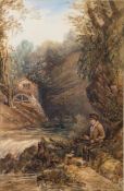 William Collins [1788-1847]- The Young Poacher,:- signed bottom right watercolour, 38.5 x 25cm.