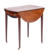 A George III mahogany and inlaid oval Pembroke table in the Sheraton taste:,