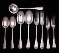 A Victorian silver Hanoverian pattern part flatware service, maker Goldsmiths & Silversmiths Co,