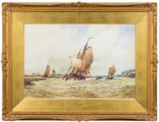 WITHDARWN Frederick James Aldridge [1850-1933]- Squally Weather,:- signed watercolour, 37 x 54cm.