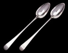 A pair of George III Scottish silver Old English pattern serving spoons, maker John Zeigler,