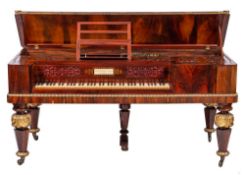 Of Royal Victorian Interest An early Victorian rosewood and carved giltwood square pianoforte:,