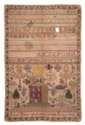 A 19th century needle work sampler worked by Lucy Baker aged 11 years,