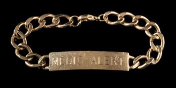 A 9ct gold 'Medic-Alert' identity bracelet: approximately 29gms gross weight.