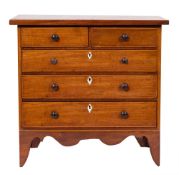 An apprenticeman's early 19th Century mahogany and inlaid rectangular chest:,