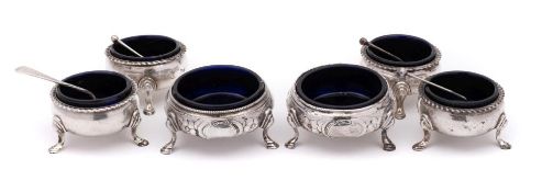 A set of four Edward VII silver salts, maker Stokes & Ireland Ltd, London,