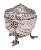A late Victorian silver string holder, maker Charles Dumenil, London, 1899: of ovoid outline,