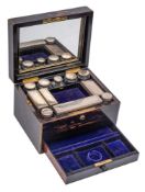 A Victorian coromandel wood and brass strung vanity box: of rectangular outline,