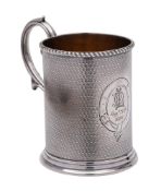 A Victorian silver christening mug, maker George Unite, Birmingham, 1870: monogrammed and dated,