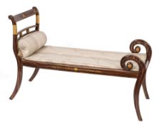 A Regency simulated rosewood and carved gilt day bed:,