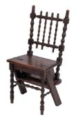 A 19th Century oak metamorphic library step chair:,
