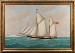 John Frederick Loos [19th/20th Century]- 'Kindly Light', a coastal trader in full sail off Dover,