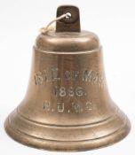 A ship's bell for the converted steam fishing vessel 'Isle of May 1896': block suspension over body