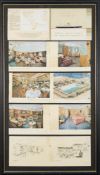 A collection of framed Cruise Ship and maritime related photographs, prints, menus and memorabilia,