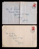 Two British Antarctic Expedition RYS Terra Nova envelopes addressed to Mrs E Davies,
