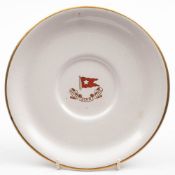 A White Star Line circular bouillon stand: with transfer emblem to centre and gilt rim, 19.