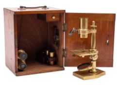 A 19th century French lacquered brass microscope by Nachet Et Fils,