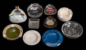 A collection of ten various foreign shipping line ashtrays: including American President Line,