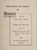 A menu for the dinner held for the return of the British Antarctic (1910) Expedition to Cardiff,