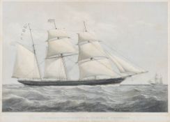 T G Dutton (lithographer) 'The Guernsey Clipper Barquetta 'Matchless', 409 Tons': framed engraving,