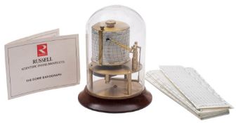 A contemporary barograph under a glass dome by Russell Scientific Instruments Ltd.