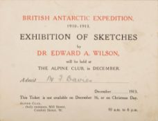 A small printed card invitation to Mr F Davies for the 'British Antarctic Expedition 1910-1913