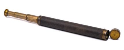 A late 19th/early 20th century leather and brass four draw telescope: unsigned.