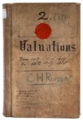 A WWI War Loss Valuations manuscript ledger for C H Rugg & Co: dated from 20th Match 1917 to 26th
