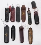 Ten pairs of 19th century steel framed spectacles in cases:, various opticians including Lander,