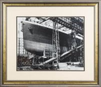 A black and white photograph of RMS 'Titanic' under construction: formerly from the Harland & Wolff