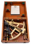 A fine 8 inch radius Gold and Platina Sextant by Carey of London,