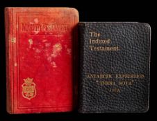 A copy of 'The Indexed New Testament' with gilt stamped black leather binding 'Antarctic Expedition